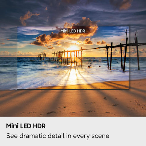 55 Inch 4K Mini Led Smart Television Boosting Straight Fire Visuals With Advanced Deep Black Contrast And Seamless Streaming Features For A Top Tier Living Room Setup, displaying vibrant sunset scenery.