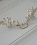 2.5 Inch Center To Center Shabby Chic Pull Handle Cream White With Gold Accent For Dresser Drawer Kitchen Cabinet Zinc Alloy Furniture Hardware 64 mm Hole Spacing Home Renovation Upgrade, detailed view with carved design.