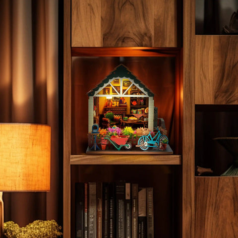 Totally Awesome Miniature Dollhouse Kit With 3D Wooden Tiny Building Model Puzzle And LED Lights for bookshelf decor