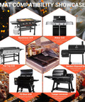 Compatibility showcase for Silicone Grill Mat Two Pack for Blackstone 16x11.5 Inch Non Slip Tool Mats with various grills.
