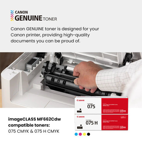 Hand replacing toner in Color Wireless All In One Workhorse Duplex Laser Printer with Copier and Scanner MF662Cdw