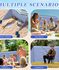 15 By 5 Ft Beach Windscreen Set With Blue White Stripes, Wind Blocker And Privacy Screen in various outdoor activities