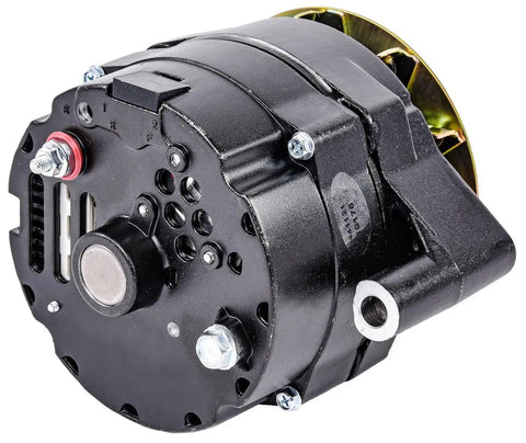 Ford 1Wire Alternator 140 Amp High Output 12 Volt Internal Regulator With Single Groove V Belt Pulley And Fan Baffle Heavy Duty side view
