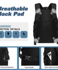 Back view of Durable Military Style Tactical Backpack For Men 30L 20 Inch Assault Pack In Black With MOLLE System Tough As Nails 900D Fabric