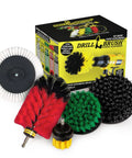 Multi Surface Drill Brush Attachments Set For Car Interior And Beyond, Dishwasher Safe Car Detailing Kit displayed in packaging with brushes