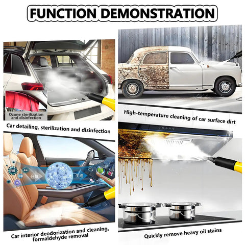 Function demonstration of 3000W High Pressure Steam Cleaner With Ozone Function For Heavy Grease And Dirty Carpets
