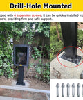 Drill-hole mounted Heavy Duty EV Charge Stand Pedestal With Killer Secure Lock And Key, sturdy base secured with screws.