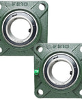 Pro Grade Ucf21032 Pillow Block Bearings Two Pack Square Flange Four Bolt Bearing Steel With Two Inch Bore self aligning hub close up