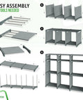 Assembly steps of Nine Cube Storage Organizer With Bins Included For Toy Storage Closet Storage And Clothes Storage Grey All In One Cabinet System.