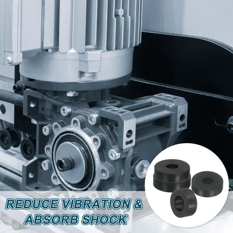Four Piece Thick Rubber Spacers With Two Inch Outer Diameter Half Inch Inner Bore And Thirteen Sixteenths Thickness made for anti vibration machine mounts.