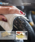 AAwipes cleanroom nonwoven wipe, 9x9 in, cellulose/polyester blend, close-up of hand wiping a wet glossy surface