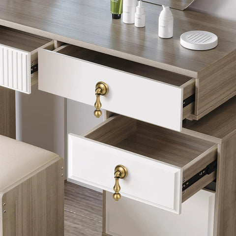Antique Brass Cabinet Drop Pulls 6 Pack Solid Brass Dresser Drawer Knobs With Backplates on open drawers