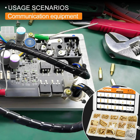 Rock Solid M2.5 Hex Brass Standoff Spacers Nuts Screws Kit 300 Pcs Male Female Thread Mount For Motherboard Computer Builds And Circuit Boards Built To Last displayed with communication equipment.