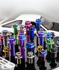 Aviation Grade Built Tough Blue Anodized Gr5 Titanium M8 X 1.25 X 40Mm Hex Flange Head Bolts Cross Drilled Safety Wire Mounts.