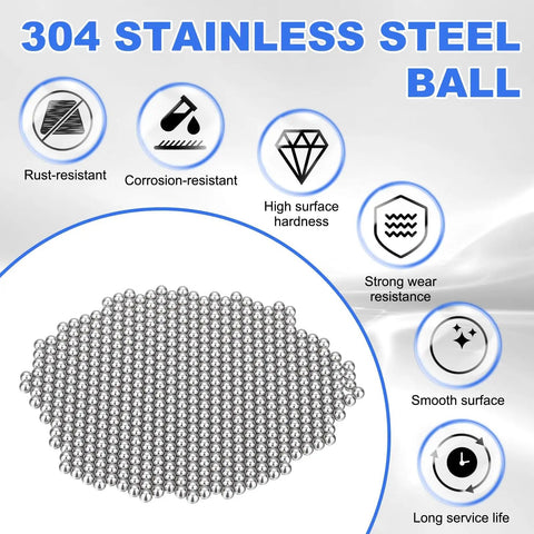 1000 Pack Stainless Steel Bearing Balls 3MM Precision Metal Spheres on a smooth surface with rust and corrosion resistance traits.