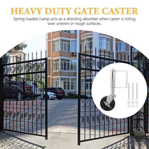 Heavy Duty Spring Loaded Steel Gate Caster Wheel Built Damn Tough To Handle Seventy Five Kilograms at garden gate installation.