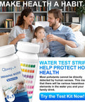 Legit Game Changer 8 In 1 Drinking Water Test Kit Featuring 50 Lead Detection Strips with family using test strips at home.