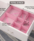 8 Pack Fabric Drawer Organizer Bins with Versatile Multi Size Storage Cubes for Clothing and Gear to Declutter Your Dresser Effortlessly shown in pink inside a drawer.