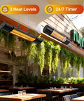 Outdoor Electric Infrared Patio Heater With Remote Control Wall Or Ceiling Mount 1500W at restaurant patio
