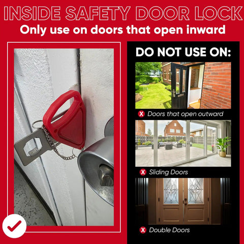 Door Lock For Extra Security And Privacy While Traveling Portable Travel Lockdown Prevent Entry And Keep Your Family Safe Red