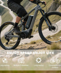 Cyclist using a bike with 9 Speed Bike Cassette CS-HG400-9 11-32T Sprocket on a mountain trail, showcasing performance and durability.