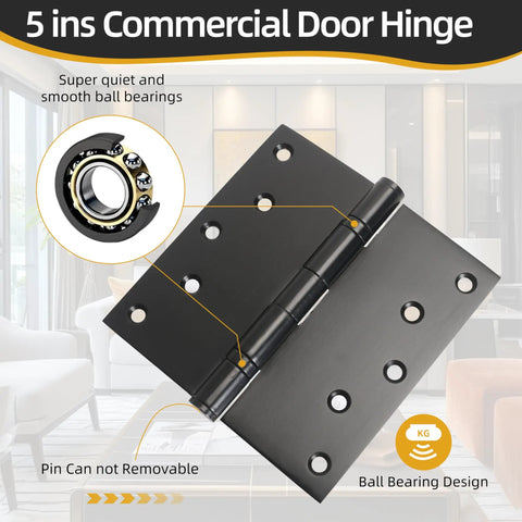 Heavy Duty 5X5 Inch Door Hinges Square Corner Design Rated For 220 Pounds With Screws for smooth operation and durability.