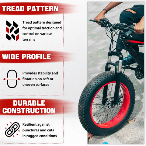Puncture Resistant 20x4.0 Tire Insert For Fat MTB Tires And Ebikes features tread pattern and wide profile for stability.