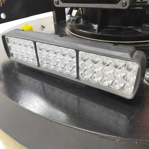 Close-up of electric concrete floor grinder's control panel with LED indicators on 12 head grinding system, 220V, 18.5KW.