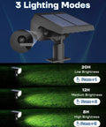 Outdoor Solar Lights IP68 Waterproof with 56 LEDs showing 3 brightness modes for pathway and garden lighting.