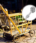 Heavy Duty Steel Sliding Door Roller Trolley With Double Bearing And 50kg Load Rating showcased with wooden cart, highlighting smooth glide features.