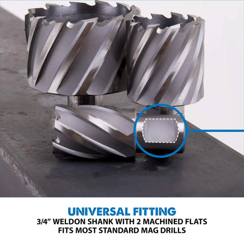 Cyclone Carbide Tipped Annular Cutter, 15/16 Inch Diameter, 3 Inch Depth Of Cut, Weldon Shank With Two Flats, Fits Most Magnetic Drill Presses