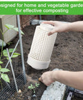 Two Pack Inground Worm Composters For Outdoors Reduce Food Waste And Build Rich Soil In Raised Beds Garden Health Durable PVC Bins Each With About 1.6 Gallon Capacity And Compact 11.8 By 6.3 By 6.3 Inches being installed in garden soil