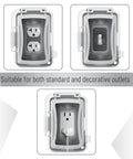 Insane Weatherproof Electrical Outlet Covers 3 Pack 1 Gang Outdoor Plugs Sun Stabilized Polycarbonate shown from multiple angles.