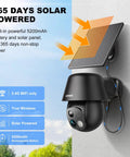 Wireless Outdoor Security Camera System with 2K Pan Tilt 360 View, solar panel, 365-day power, and 5200mAh battery.
