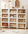 Heavy Duty 28 Quart Stackable Storage Totes With Roll Along Wheels Premium Plastic Home Stash Organizer Featuring Locking Casters And Smooth Magnetic Door, organized with visible toys and books.