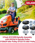 GY21098 Spindle Assembly With Idler Pulley Kit For John Deere D140 D155 D160 La145 on a lawn tractor in action.