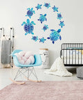 Three Sheets Ocean Wall Decals Set With Jellyfish And Sea Turtle Stickers Plus Ocean Seaweed Vinyl Wall Decor for kid's room