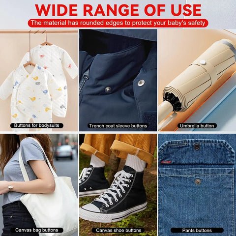 Premium Home Heavy Duty Snap Button Kit With Vibrant Five Claw Fasteners And Non Slip Press Pliers For Quick Garment Tweaks Handy Dandy DIY Sewing Projects buttons on bodysuits and denim.