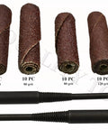 52 Piece Mini Sanding Cone Engine Porting Kit For Metal Shaping And Finishing In Automotive Shops, showing sanding cones and arbors