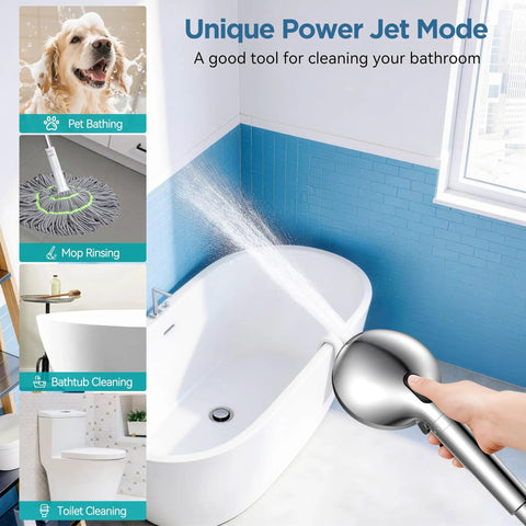 Filtered Shower Head With Handheld, 10 Modes And High Pressure Spray Power Jet Mode in Modern Bathroom