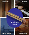Beefy Continuous Piano Hinge With Durable Brass Finish Rust Resistant Steel Build for cabinets, large doors, and pianos.