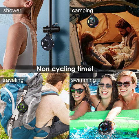 Ride Ready Bike Speaker With Pro Handlebar Mount Bluetooth 5.4 IPX7 Waterproof 10W Bass used in shower, camping, travel, swimming