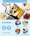 Food-safe 8 Ounce Crystal Clear Epoxy Resin Kit For DIY Art And Craft shown on cheese platter with grapes and olives