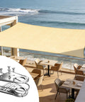 Heavy Duty 12x16 Beige Sun Shade Rectangle Shade Sail With Super Ring Canopy Awning For Patio Carport Yard UV Blocking