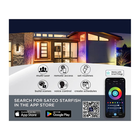 Killer Glow Up Smart Landscape Floodlights LED Bronze Finish With Rich RGB CCT Color Shifting and app control features displayed.