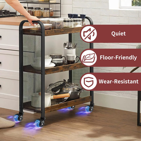 Rolling kitchen cart with 2 Inch Ball Caster Wheels With Threaded Stem Stem Diameter Three Eighths Inch And Stem Length One Inch