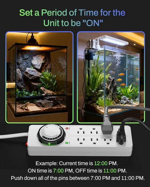 8 Outlet Surge Protector With Mechanical Timer And 4 Timed And 4 Always On Outlets, ETL Listed, 1875W Power Strip With aquariums