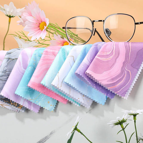 20 Pack Microfiber Cleaning Cloths Set For Eyeglasses, Camera Lenses, And Phone Screens, Marble Design Soft Wipes, 6 X 6 Inches