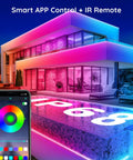 Outdoor Waterproof LED Strip Lights 100 Ft RGB Color Changing With Music Sync IP65 Rope Lights illuminating modern house.