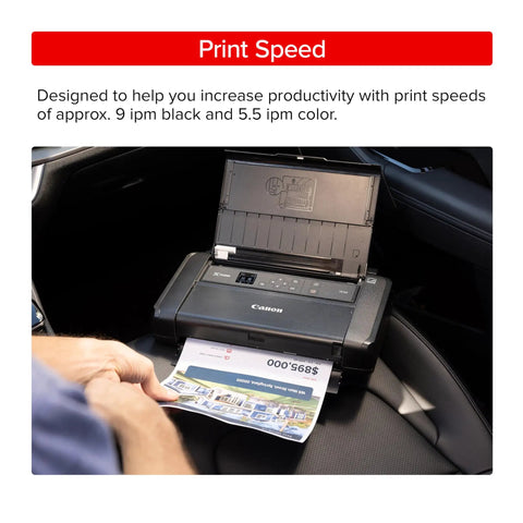 On The Go Wireless Portable Printer With 50 Sheet Paper Tray And 1.44 Inch Display printing in a car seat